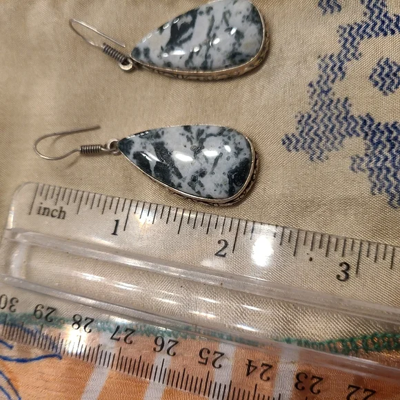 Jasper teardrop dangle earrings Sterling silver plated - Picture 6 of 6